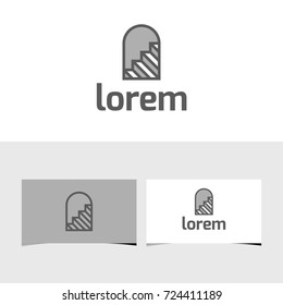 New logo set. Mark door and stairs. Gray color.