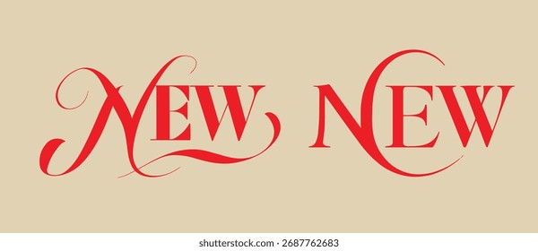 NUEVO diseño de texto de logotipo. nueva Plantilla de diseño. Símbolos de letras de colección. Ilustración vectorial con etiquetas negras aisladas sobre fondo.