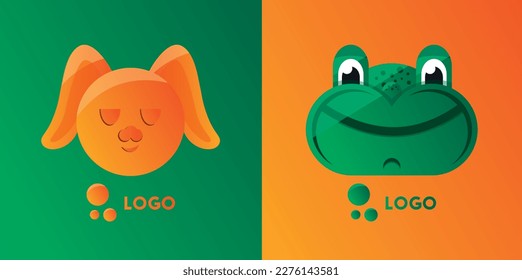 New logos, frog and hare, logos for companies and various organizations, companies, for applications and games, vector logos