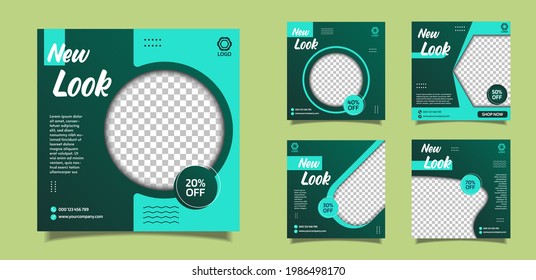 New look editable set square banner template for post promotion sale on social media