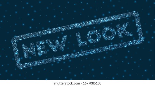 New Look Word In Digital Style. Glowing Geometric New Look Badge. Stylish Vector Illustration.