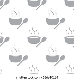 New Lunch time white and black seamless pattern for web design. Vector symbol