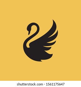 new luxury stylish spreading wings swan logo design vector logotype sign illustration