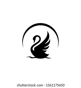 new luxury stylish spreading wings swan logo design vector logotype sign illustration