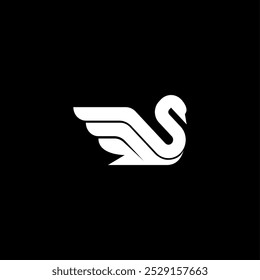 new luxury stylish spreading wings swan logo design vector logotype sign illustration