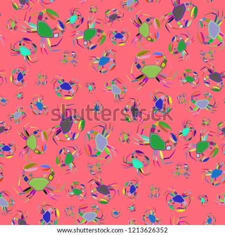 New magian crab multicolored background seamless.