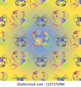 New magic crab multicolored background seamless.