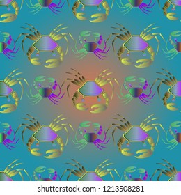 New magic crab multicolored background seamless.