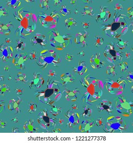 New magic crab multicolored background seamless.
