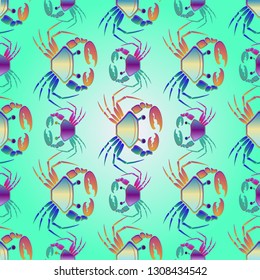 New magic crab multicolored background seamless.