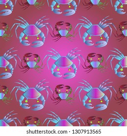 New magical crab multicolor background seamless.
