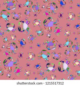 New magical crab multicolored background seamless.