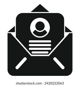 Nuevo vector simple de icono de candidato de correo. La gente busca humanos. Servicio de vocación