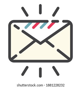 New Mail Envelope Message Flat Icon Isolated On White Background