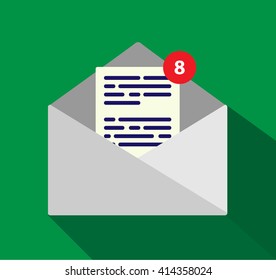 New Mail Icon with Long Shadow Effect