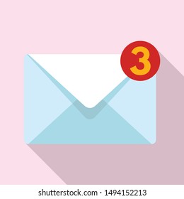 New mail inbox icon. Flat illustration of new mail inbox vector icon for web design