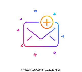 New Mail line icon. Add Message correspondence sign. E-mail symbol. Gradient line button. New Mail icon design. Colorful geometric shapes. Vector