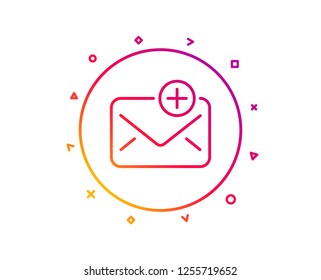 New Mail line icon. Add Message correspondence sign. E-mail symbol. Gradient pattern line button. New Mail icon design. Geometric shapes. Vector