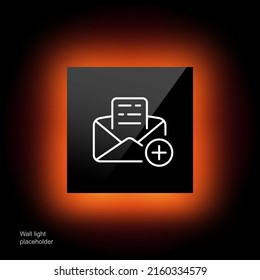 New mail line icon. Letter, envelope, plus, text, mail, correspondence, letters, send message. Communication concept. Glassmorphism style. Vector line icon for Business and Advertising