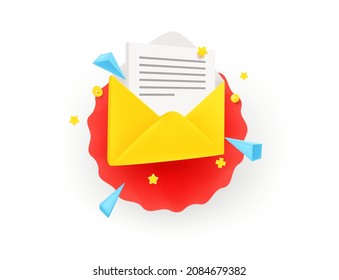 New mail vector illustration isolated on white background. 3d vector illustration