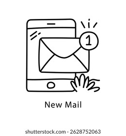 Icono de estilo de contorno de Vector de correo Nuevo. Archivo Eps 10