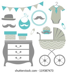 New man is coming baby shower set