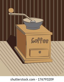 new manual handy grinder with an open container for coffee beans