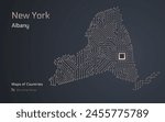 New York State Map with a capital of Albany Shown in a Microchip Pattern with processor. E-government. World Countries vector maps.	
