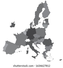 New Map of European Union after brexit. Vector Illustration. 