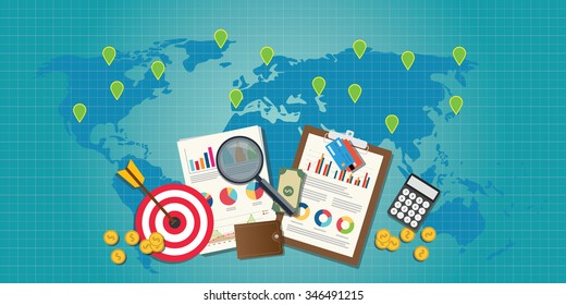 New Market Concept With Graph, Data, Goals And World Map