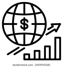 Nueva Ilustración vectorial de línea de iconos de desarrollo de mercado