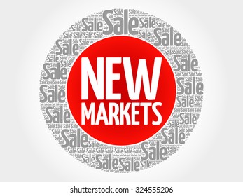 New Markets stamp vector words cloud, business concept background
