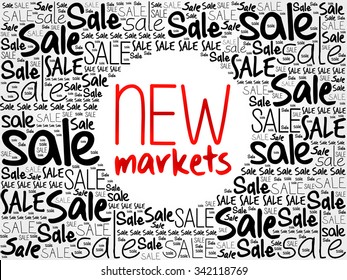 New Markets word cloud background, business concept