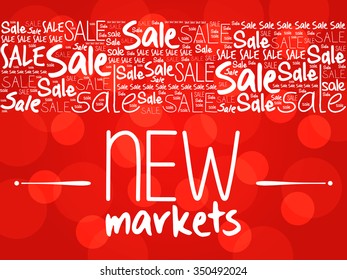 New Markets word cloud background, business concept