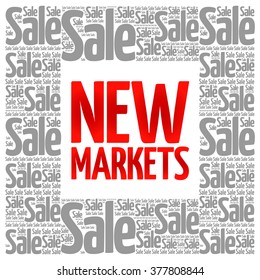 New Markets words cloud, business concept background