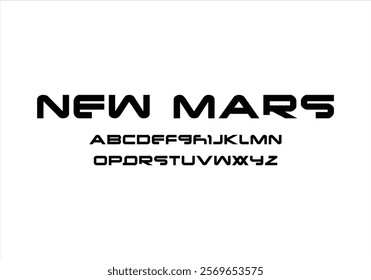 New Mars font for logo and headline. Isolated vector typeset