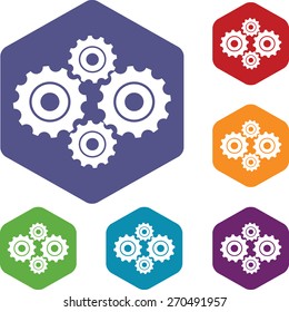 New mechanism rhombus icons set in different colors. Vector Illustration