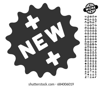 New Medical Sticker icon with black bonus profession images. New Medical Sticker vector illustration style is a flat gray iconic element for web design, app user interfaces.