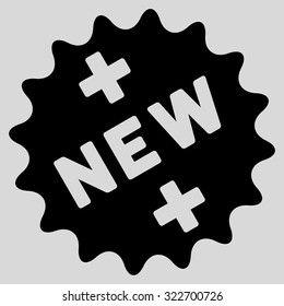 New Medical Sticker vector icon. Style is flat symbol, black color, rounded angles, light gray background.