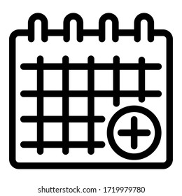 New meeting calendar icon. Outline new meeting calendar vector icon for web design isolated on white background