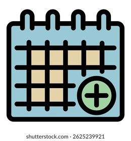 New meeting calendar icon. Outline new meeting calendar vector icon color flat isolated