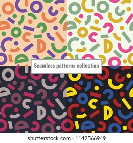 New Memphis seamless vector patterns collection. Abstract backgrounds