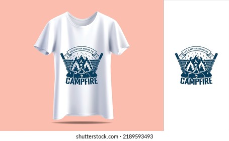 New Men's white t-shirt in vector mockup t-shirt vintage Adventure camping typography print design