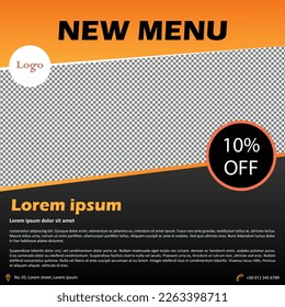 New menu food recipe flyer design template, suitable as business and marketing banner for food industry