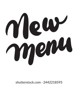 New Menu text isolated on transparent background in black color. Hand drawn vector art