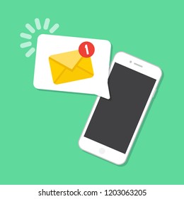 New message arrived on the smartphone. Email concept.