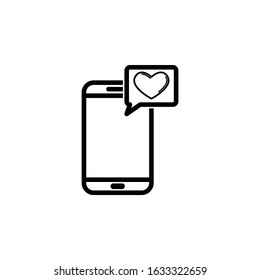 New message, chat on phone. with heart icon for valentine days. EPS 10

