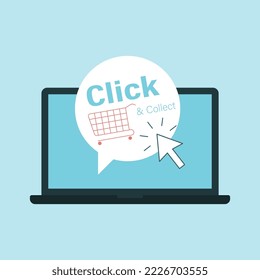 New message click, collect. Concept of internate sales
