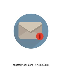 nuevo mensaje colorido icono plano con una larga sombra. mensaje en icono plano de letra