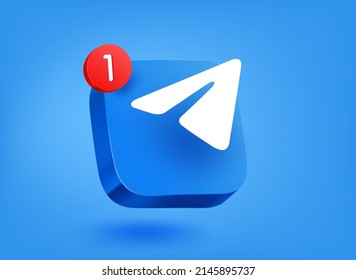 New message concept. 3d vector mobile application icon with notification